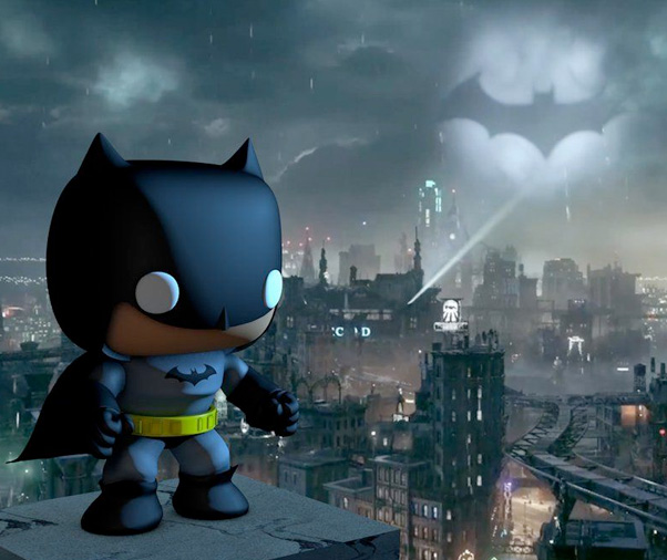 Ilustración Funko Batman en Gotham City