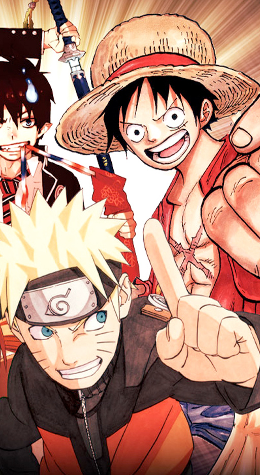 Montaje Naruto y One Piece para banner vertical