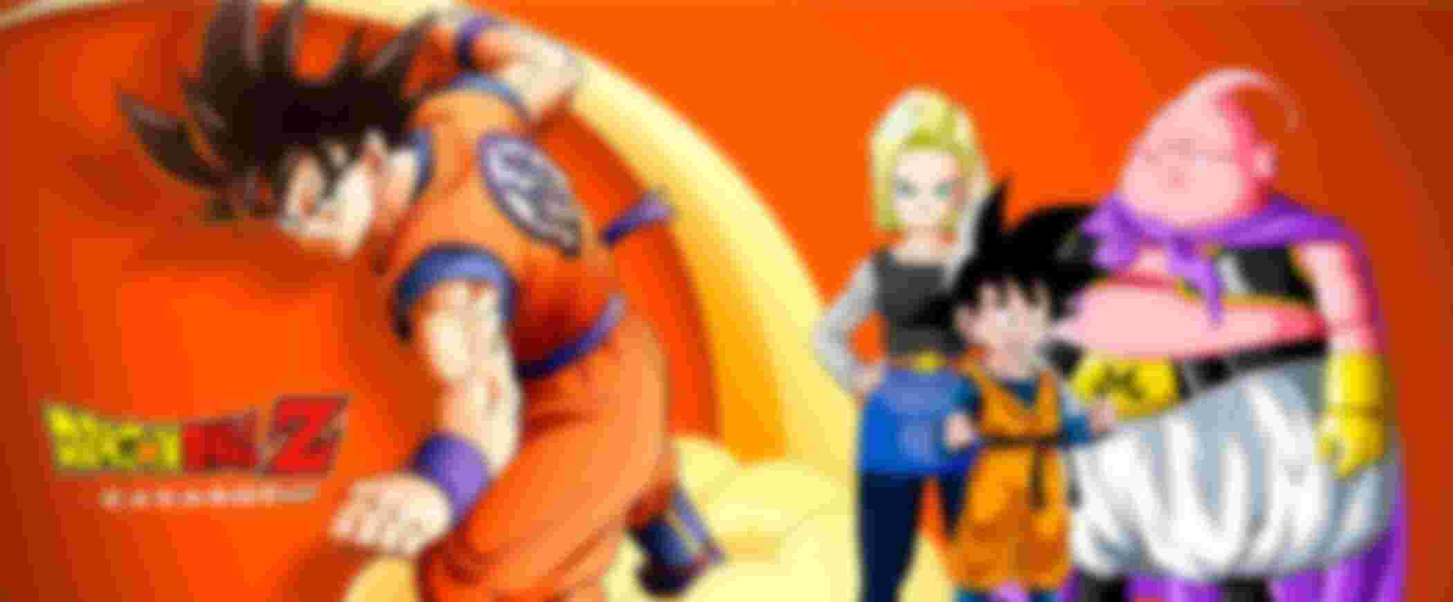 Goku en nube kinto con son gohanda, buu y cyborg c18