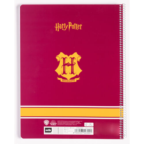 CUADERNO TAPA POLIPROPILENO A4 5X5 MICROPERFORADO HARRY POTTER GRYFFINDOR